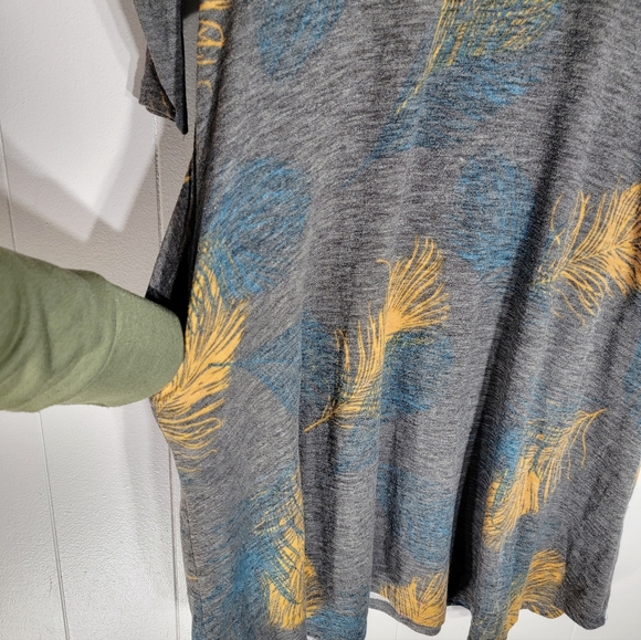 4/$20 Acting Pro 3/4 Sleeve Soft Knit Gray Feather Print Dress Small - Picture 3 of 7